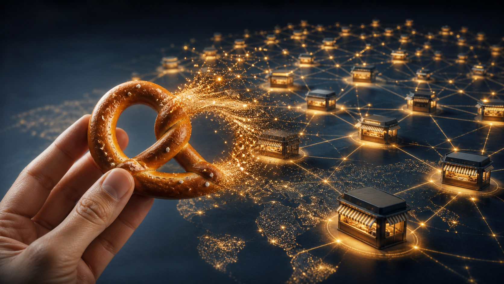 A single hand-twisted pretzel expanding into a disciplined global network of small retail kiosks