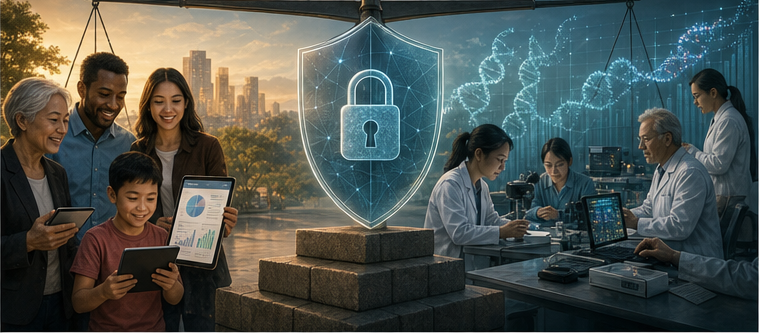 Health information and genetic research balanced against security trust and economics