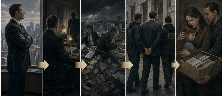 A timeline from respected financier through fraud exposure arrest and restitution