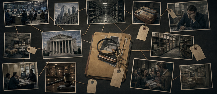 Investigative records court evidence Wall Street offices and victim claims