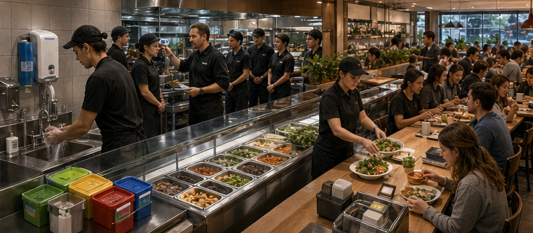Restaurant teams improving food safety staffing throughput and customer experience