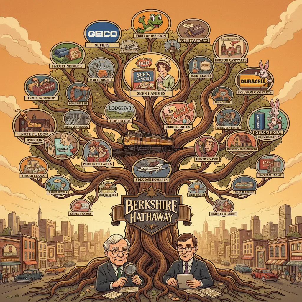 A sprawling organizational chart showing Berkshire's dozens of subsidiaries