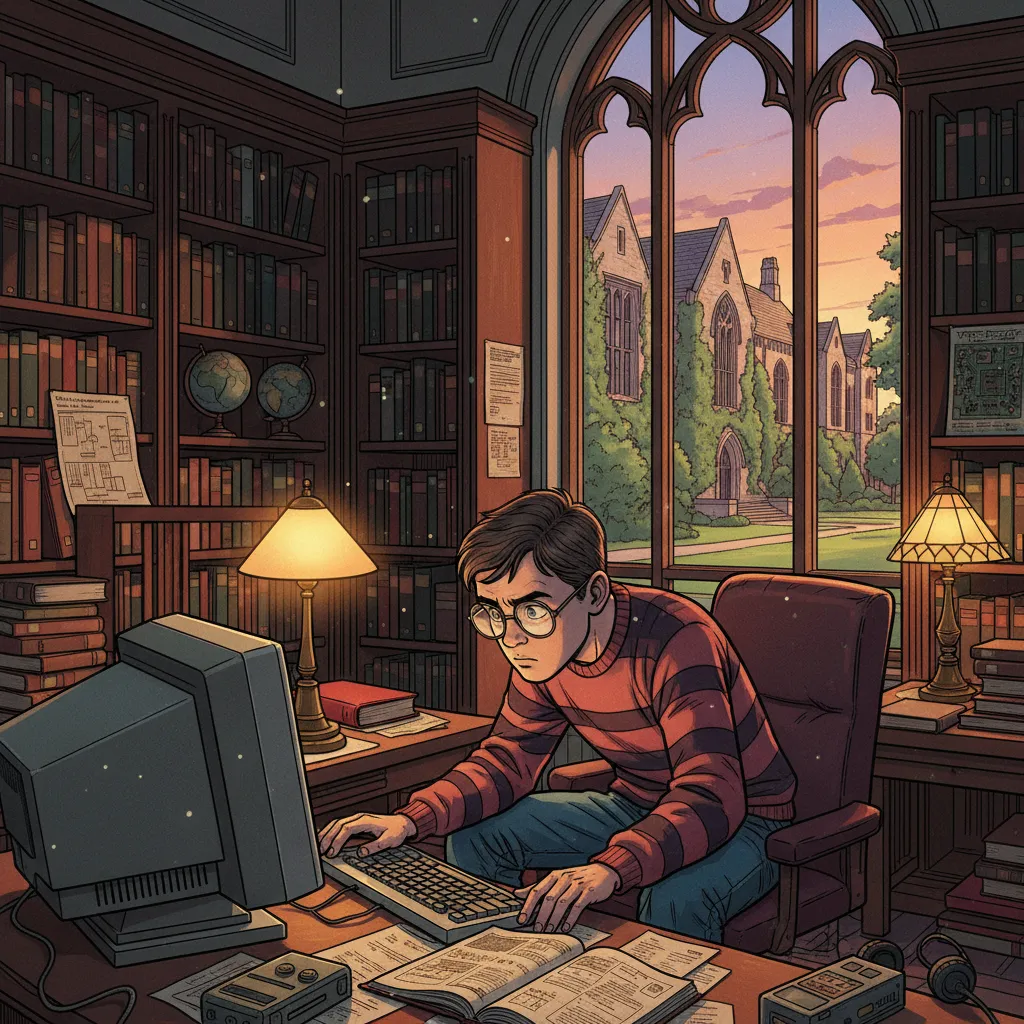 Princeton University campus in the 1980s — ivy-covered buildings and students crossing the green