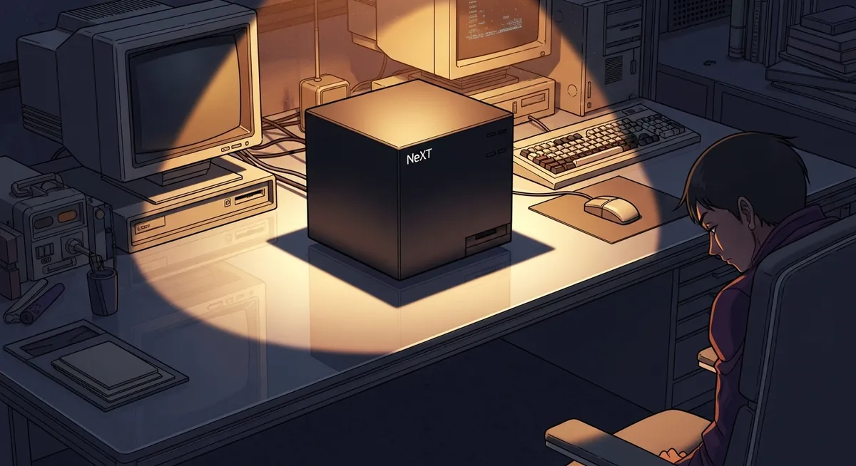 The NeXT Cube computer — a perfect matte black cube that was ahead of its time