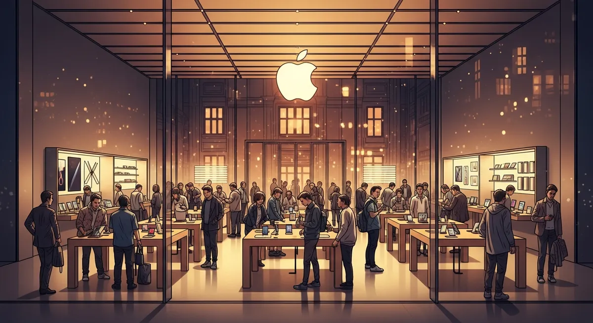 The first Apple Store with its iconic glass facade and minimalist interior design