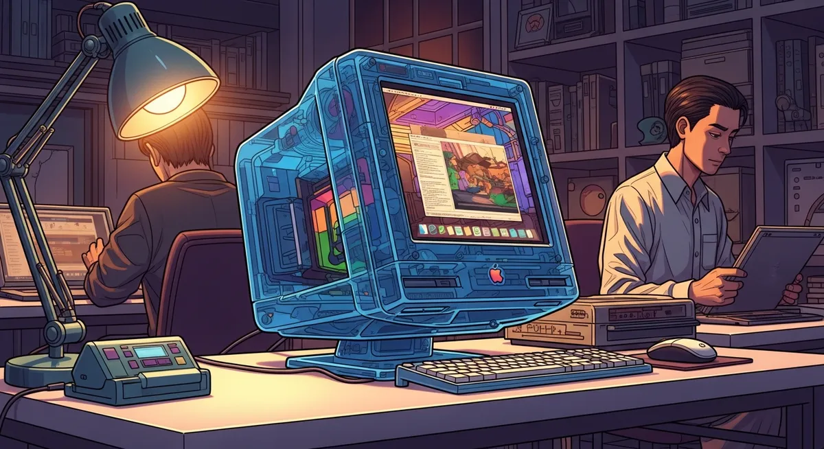 The original Bondi Blue iMac — the translucent egg-shaped computer that saved Apple