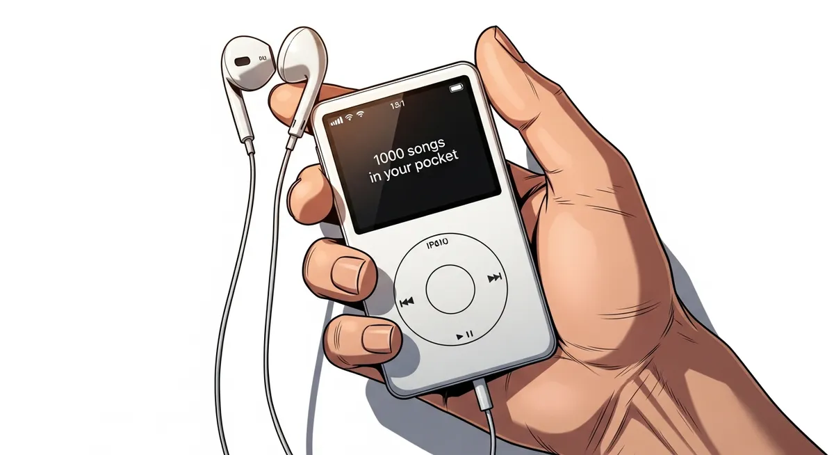The original white iPod with click wheel and iconic white earbuds