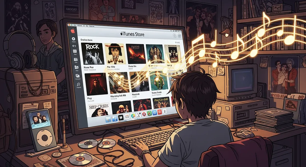 The iTunes Store interface showing 99-cent songs — the platform that disrupted the music industry