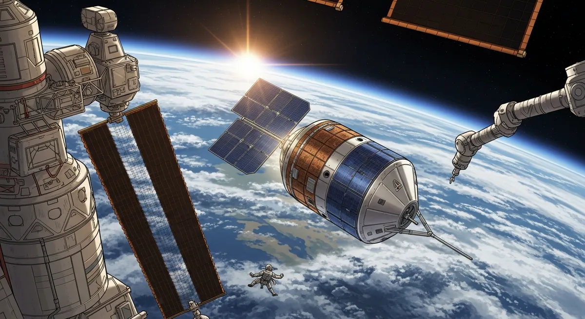 SpaceX Dragon capsule approaching the International Space Station in orbit