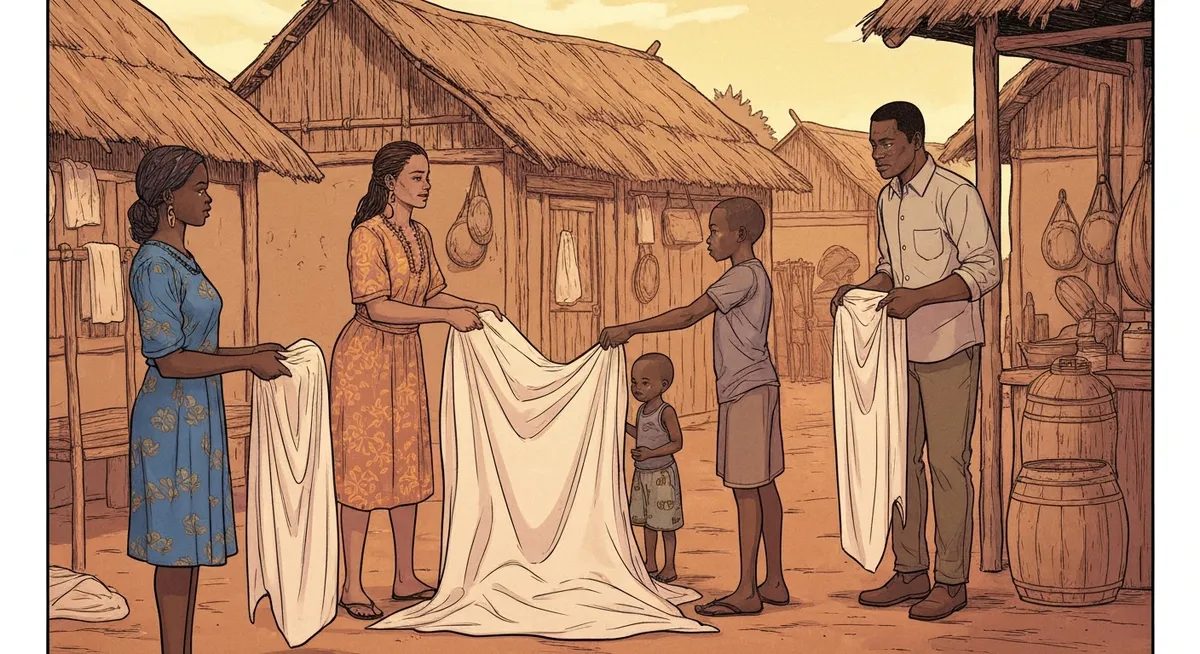 Mosquito nets being distributed in a rural village — the Gates Foundation's malaria fight