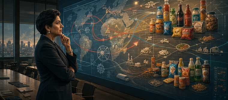 Indra Nooyi mapping a global food-and-beverage portfolio and long-term pressures