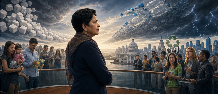 Indra Nooyi anticipating structural pressure over sugar health and packaging