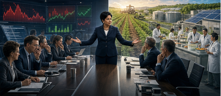 Indra Nooyi balancing quarterly markets with long-term product and sustainability investment