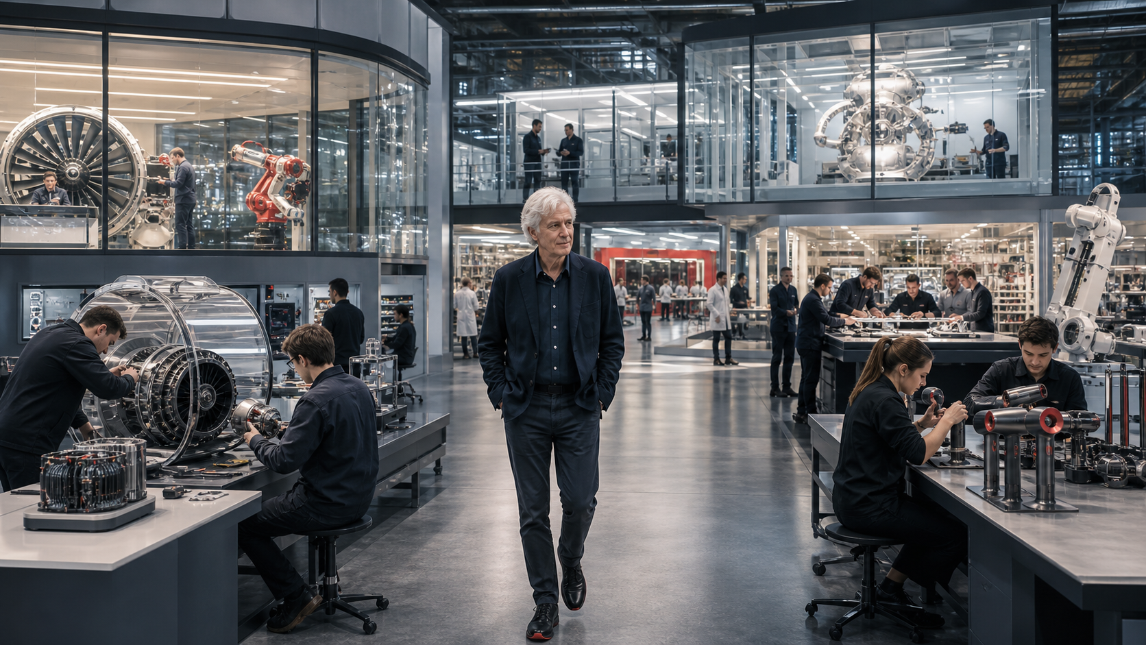 A global Dyson engineering campus linking vacuum, airflow, hair-care, and robotics laboratories