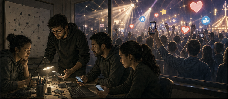 A small team building a practical messaging utility amid an attention-driven social boom