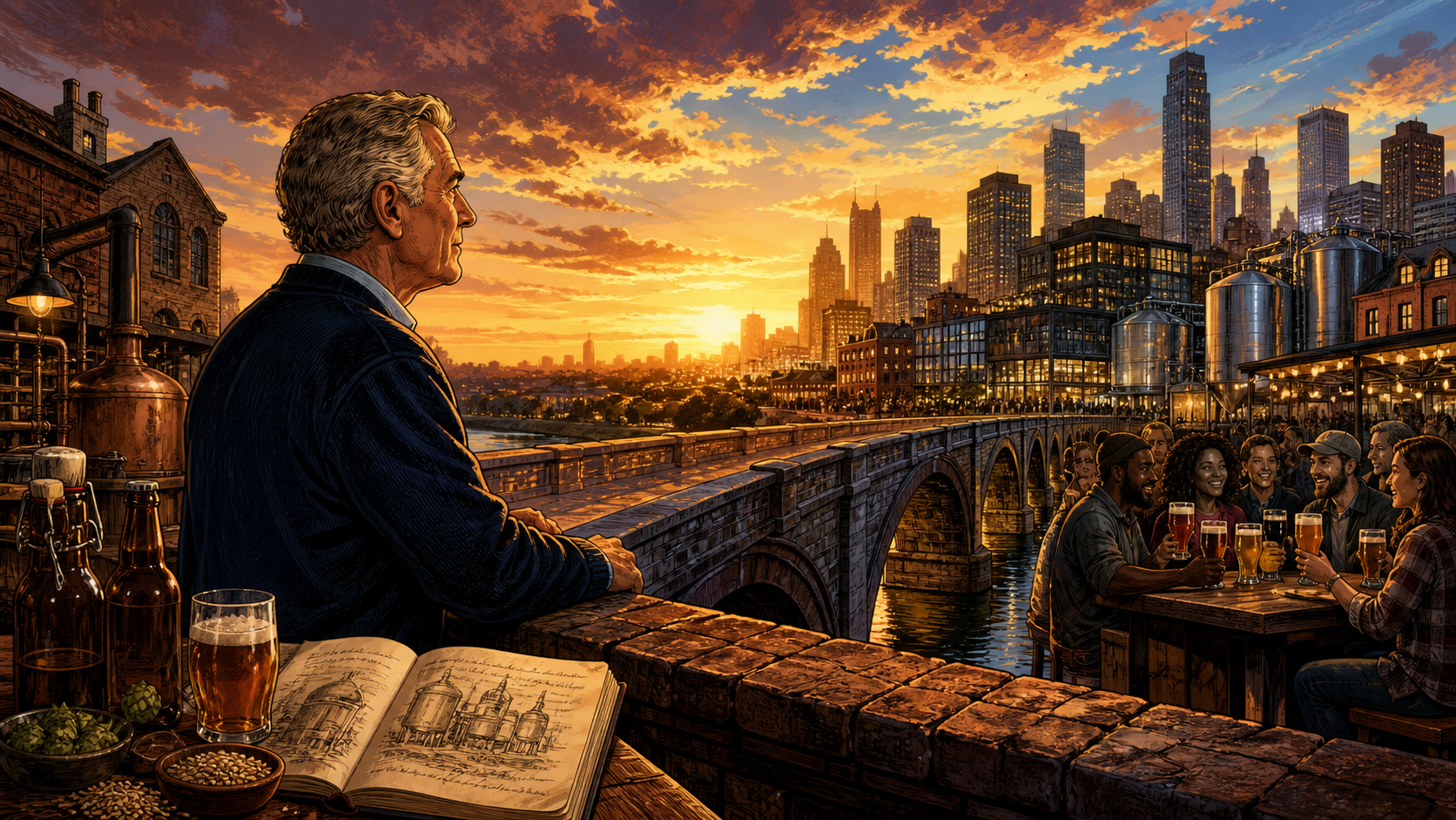 An older Jim Koch overlooks a bridge from one family lager to a diverse American craft beverage industry that his company helped open