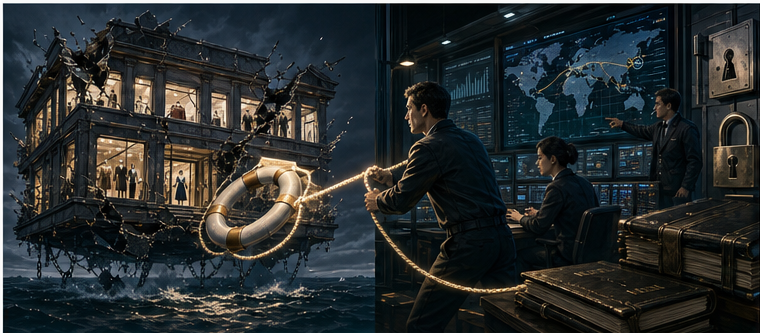 Emergency financing rescuing a distressed luxury platform under tighter control