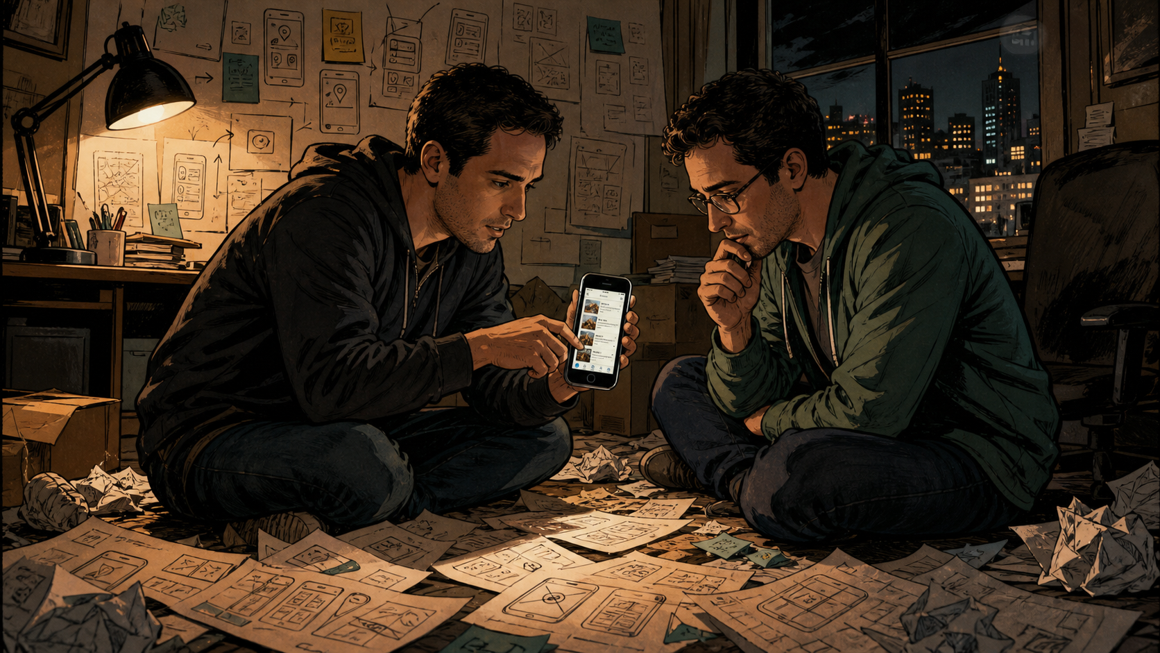 Kevin Systrom and Mike Krieger stripping a cluttered check-in app down to one elegant mobile photo feed