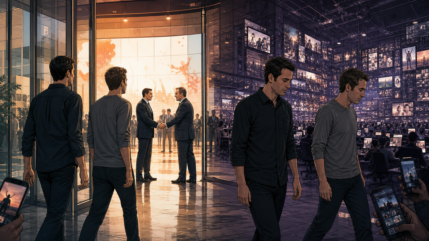 Kevin Systrom and Mike Krieger entering a giant social platform after the acquisition and later walking away from the attention machine