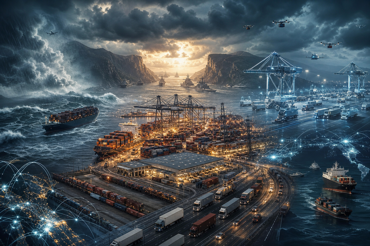 A global supply chain confronting port congestion, geopolitical barriers, automation, and climate regulation