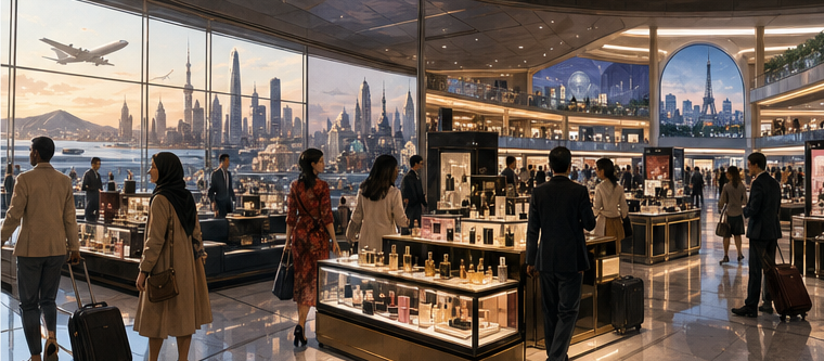Prestige cosmetics carrying status across airports and international cities