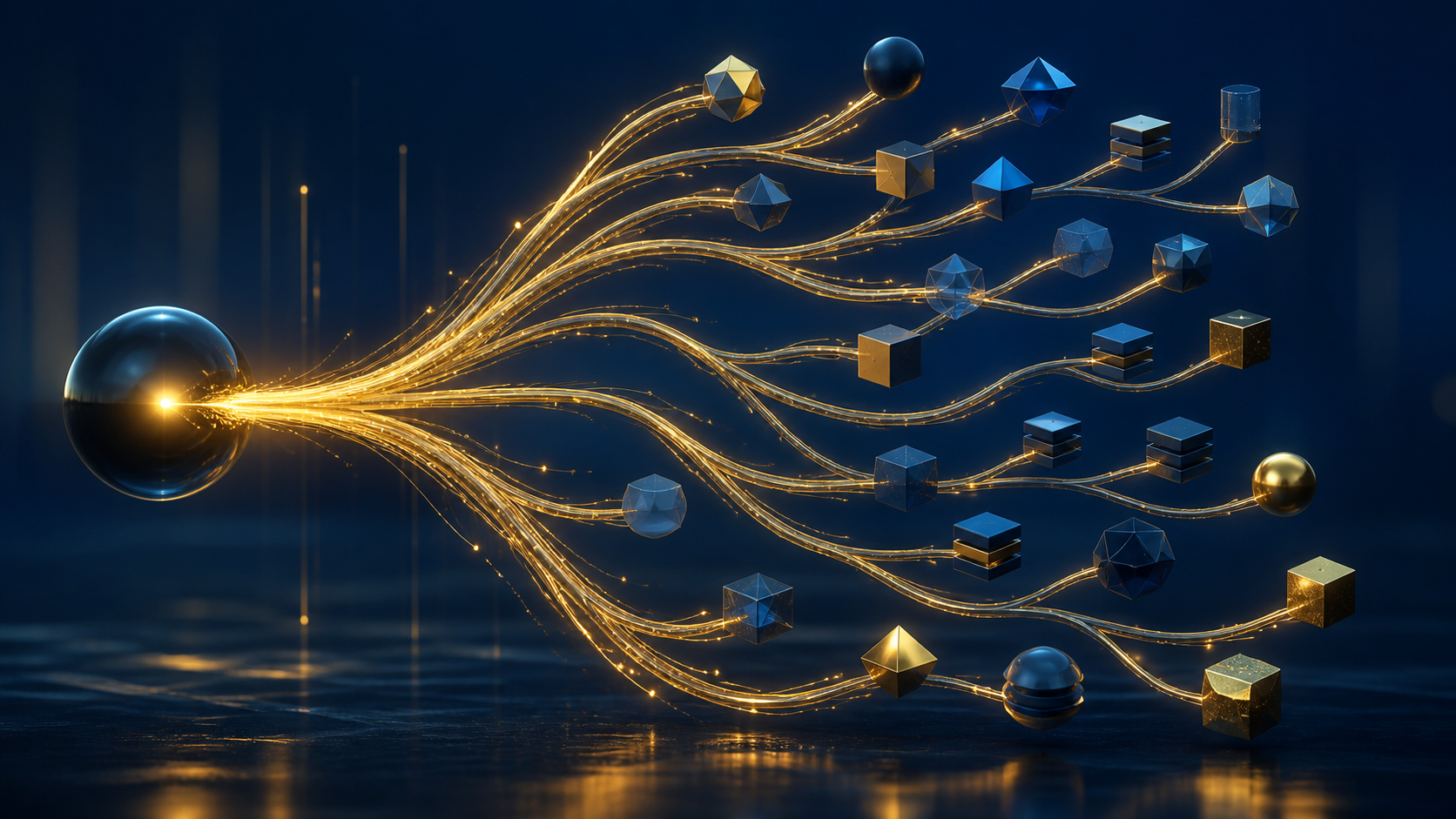 A branching capital-allocation tree connecting Constellation operating groups with many independent software companies