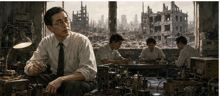 Masaru Ibuka building electronics amid postwar Japan's reconstruction