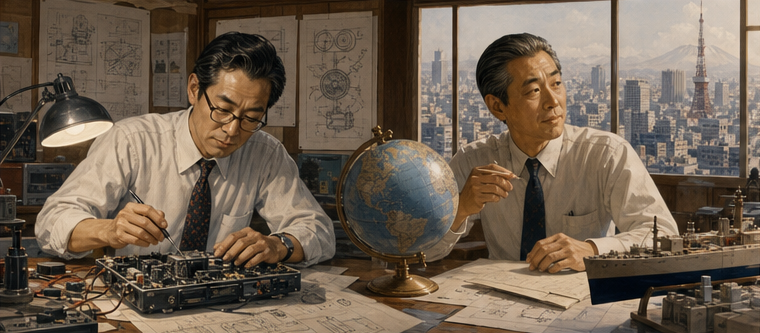 Masaru Ibuka and Akio Morita combining engineering vision with global business skill