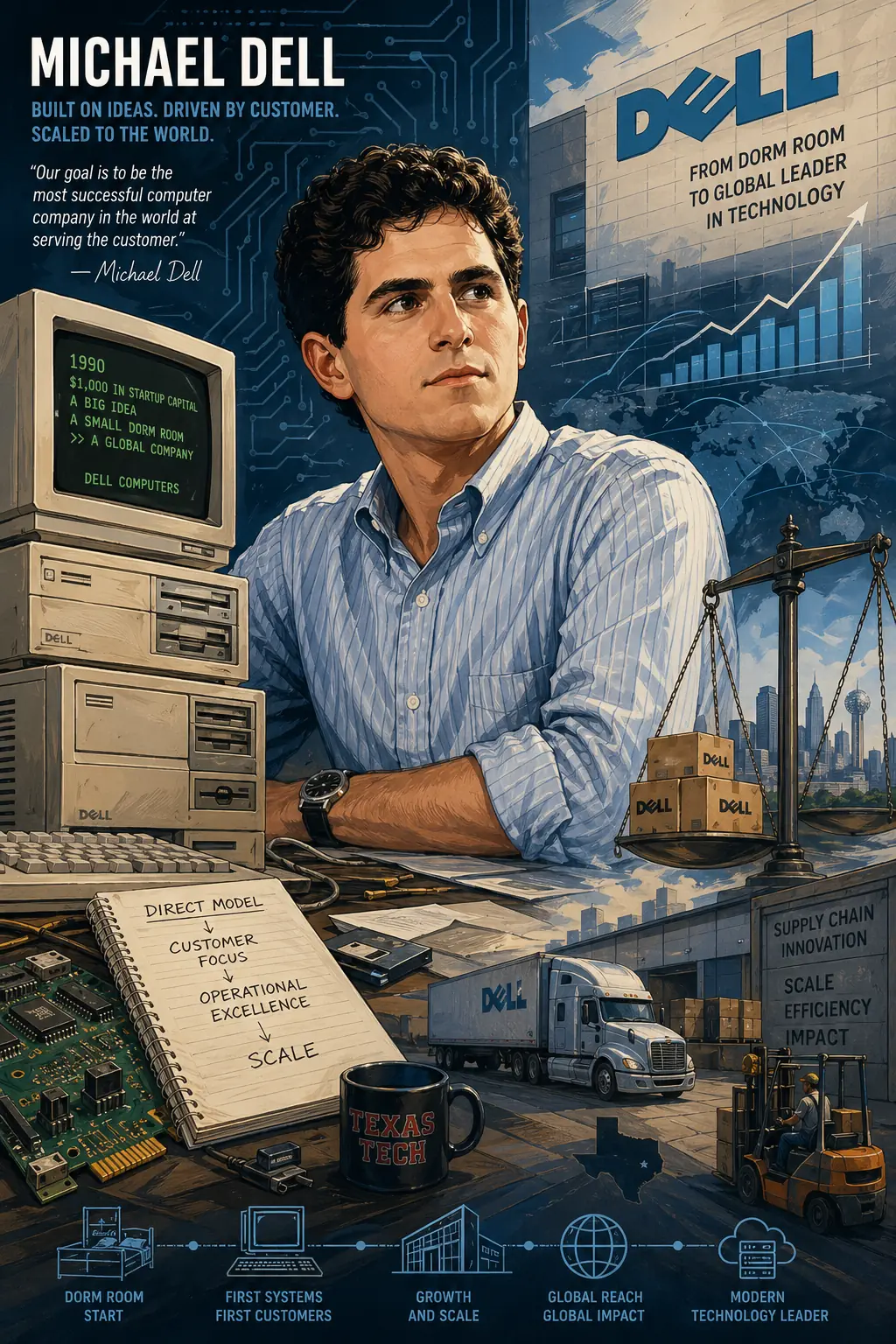 Michael Dell: The College Dropout Who Built PCs in His Dorm Room and Created a $100 Billion Empire