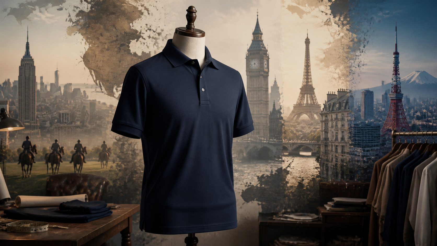 The embroidered Polo player moving from one shirt into a global language of color, sport, and American aspiration