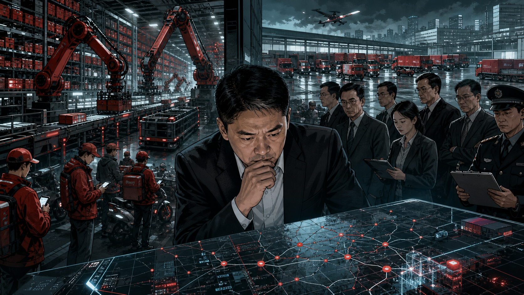 Richard Liu studying JD.com's automated logistics network under pressure from capital, labor, and regulation