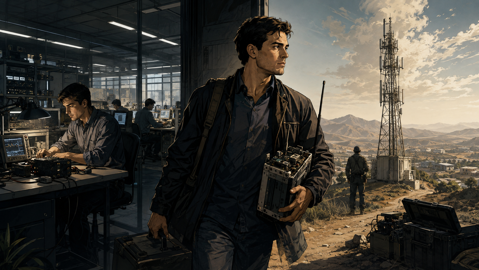 Young Robert Pera leaves a polished Silicon Valley hardware lab to prototype rugged wireless radios for distant towers and underserved communities