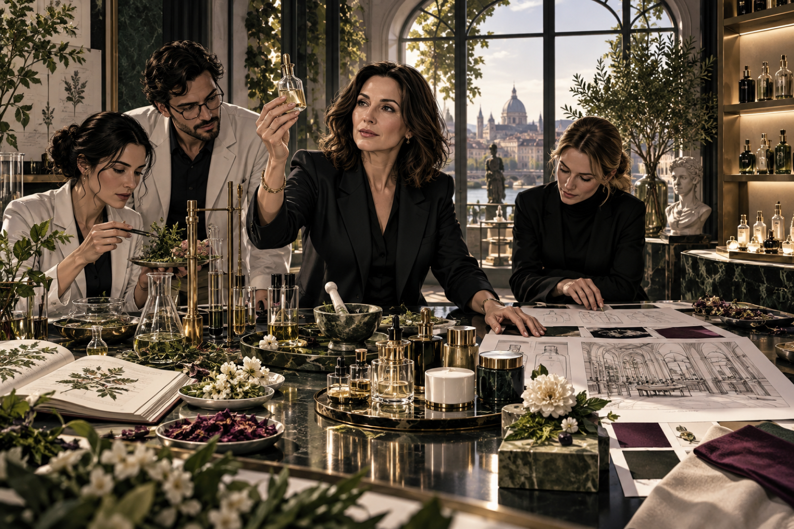 Sue Nabi and a small team combining botanical materials, biotechnology, formulation, and retail design in a luxury skincare atelier