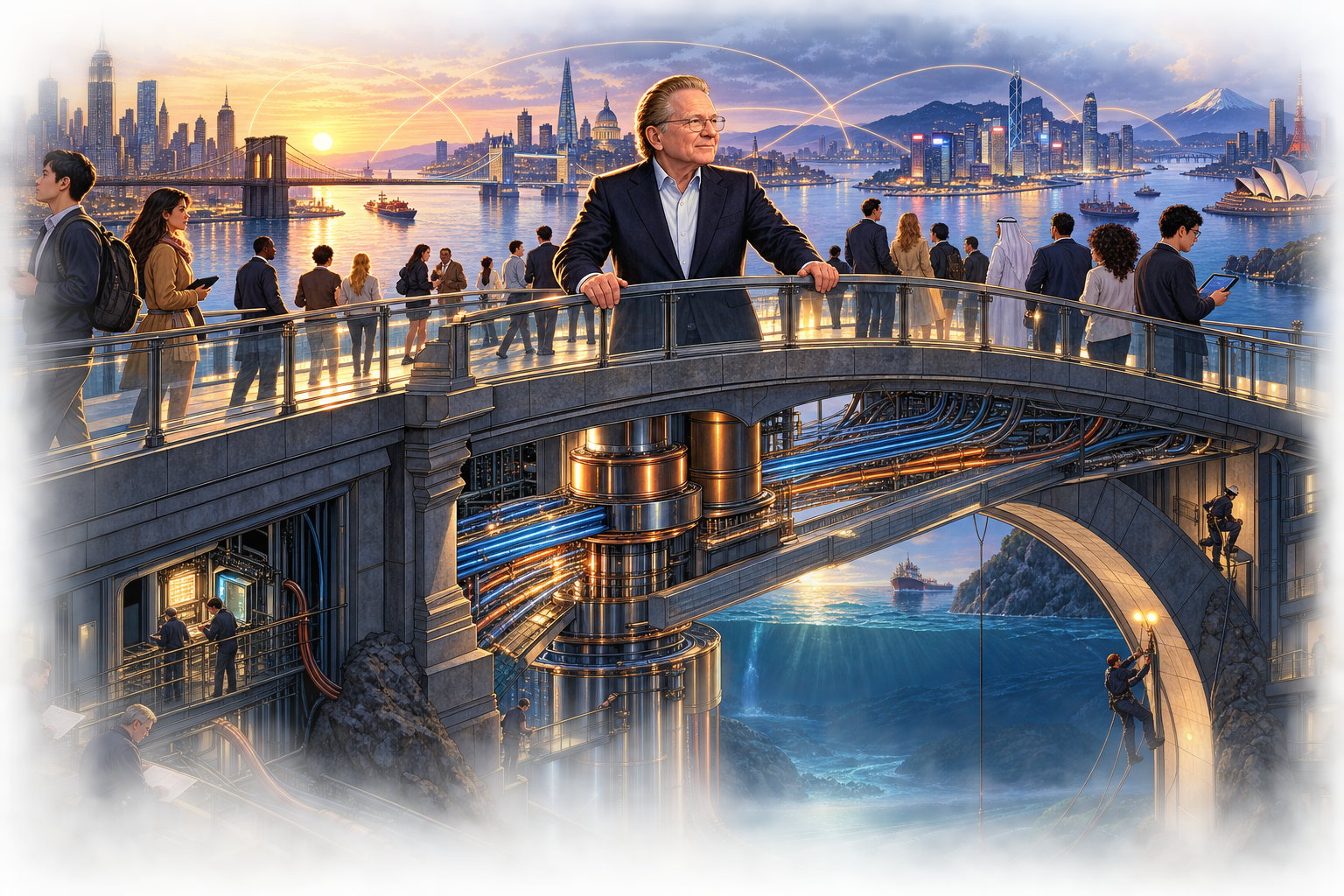 Thomas Peterffy overlooks a transparent brokerage engine whose stable foundations connect investors to markets around the world