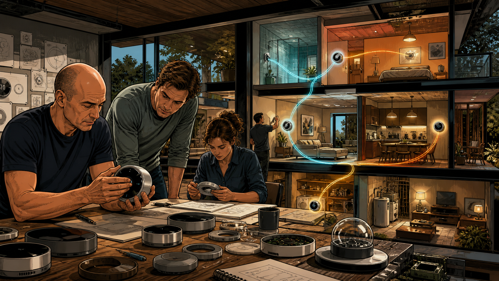 Tony Fadell and the Nest team redesigning an ignored household thermostat inside a connected home