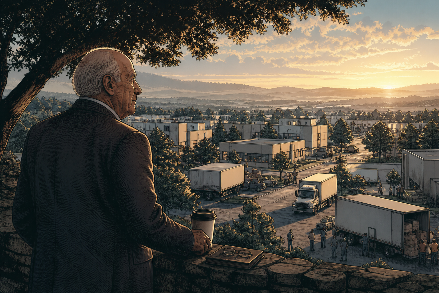 An older Truett Cathy overlooking a disciplined restaurant network built from local operators and repeatable routines